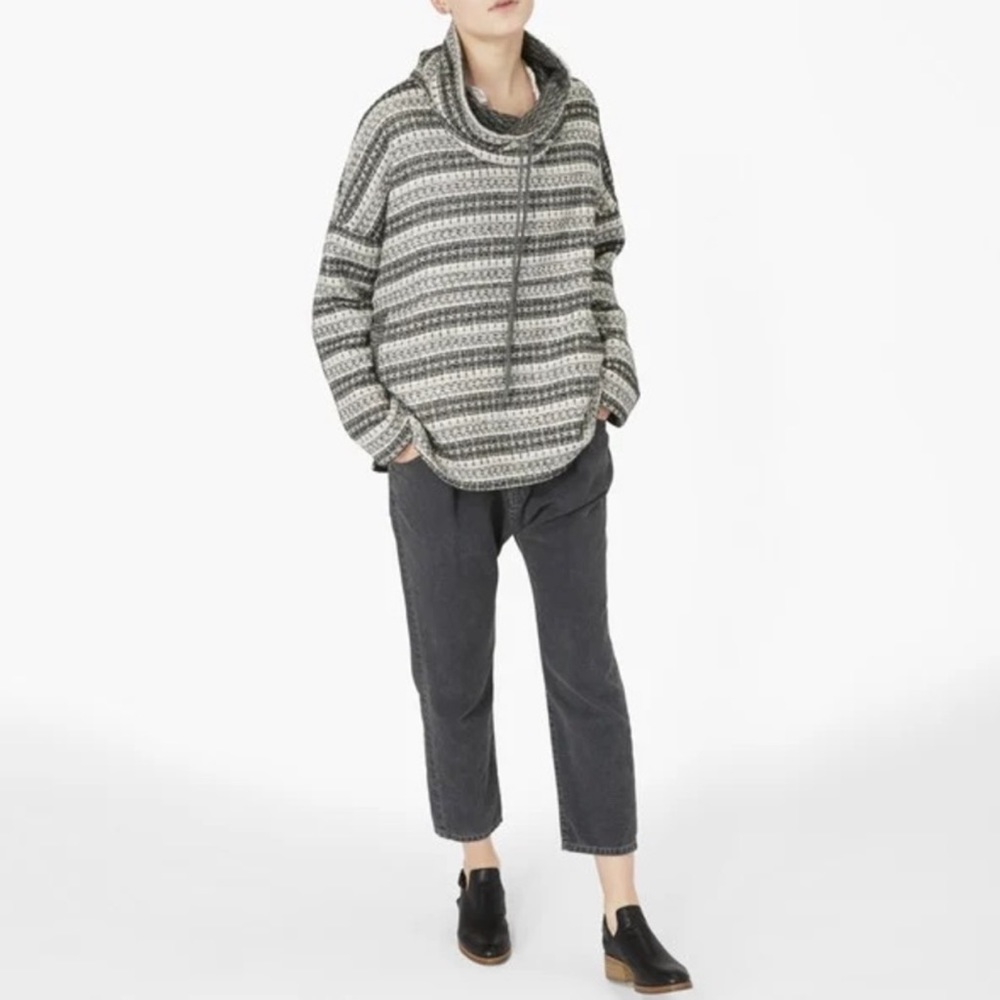 Nili Lotan | Gray Cropped Pleated 5 Pocket Cotton Linen Pant